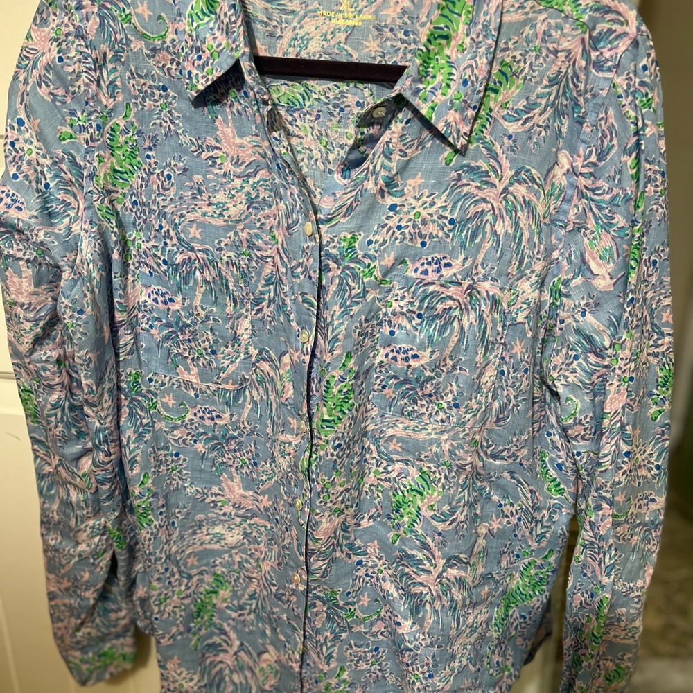 Lilly Pulitzer Blue and Green Blouse